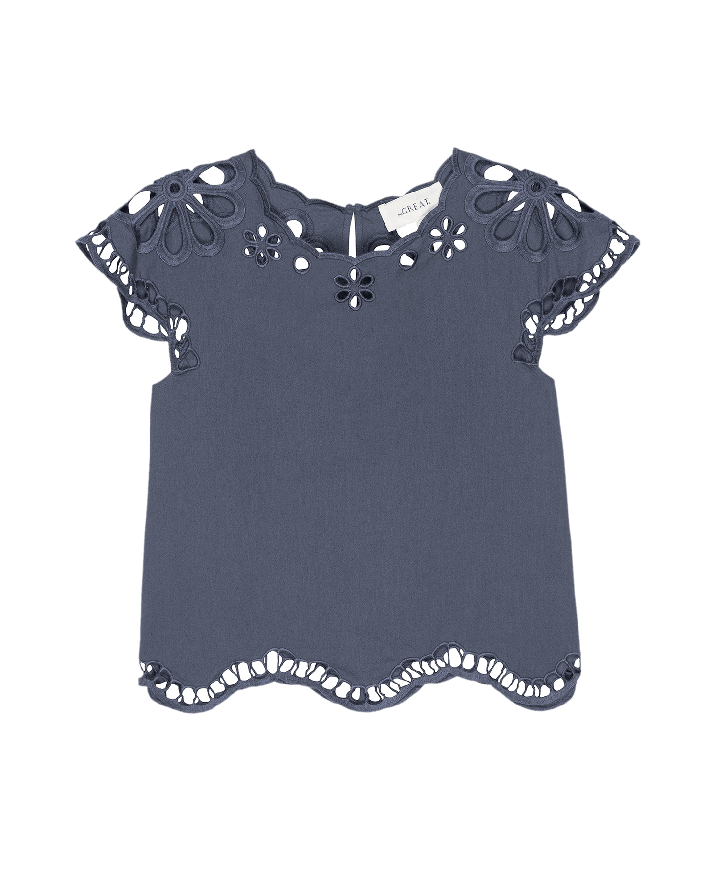The Super Bloom Eyelet Top. -- Vintage Blue