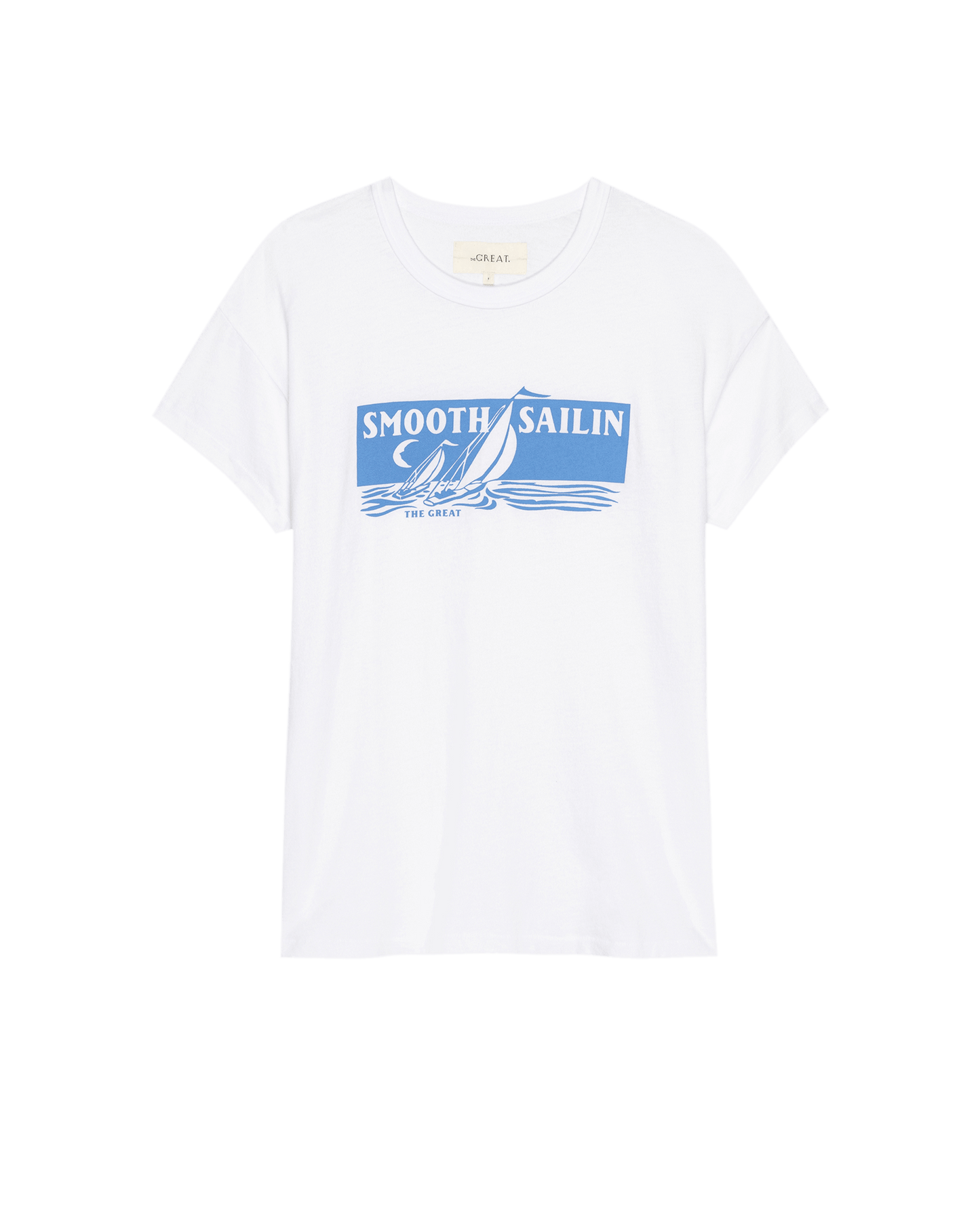 The Boxy Crew. Graphic -- True White with Smooth Sailin Graphic