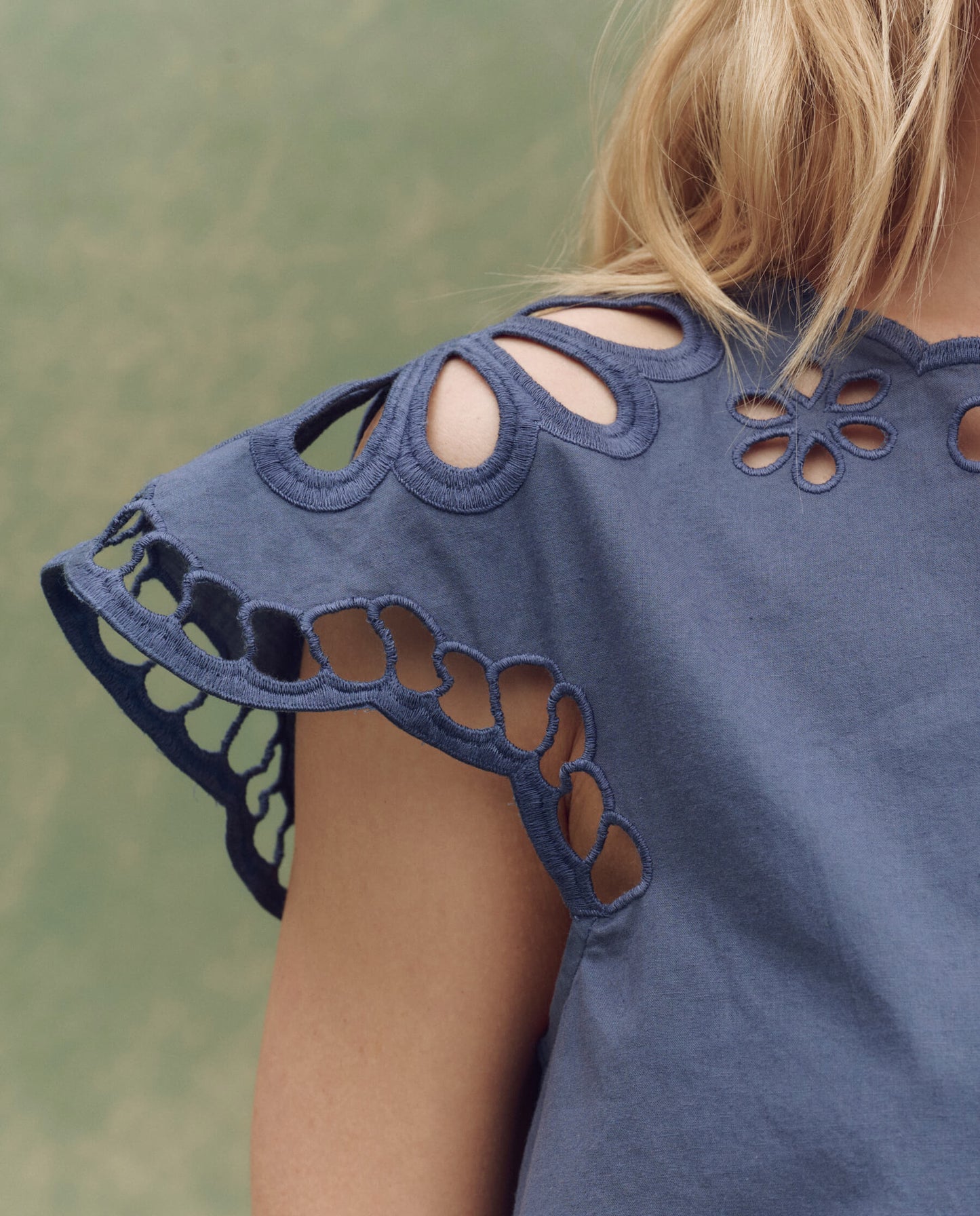 The Super Bloom Eyelet Top. -- Vintage Blue