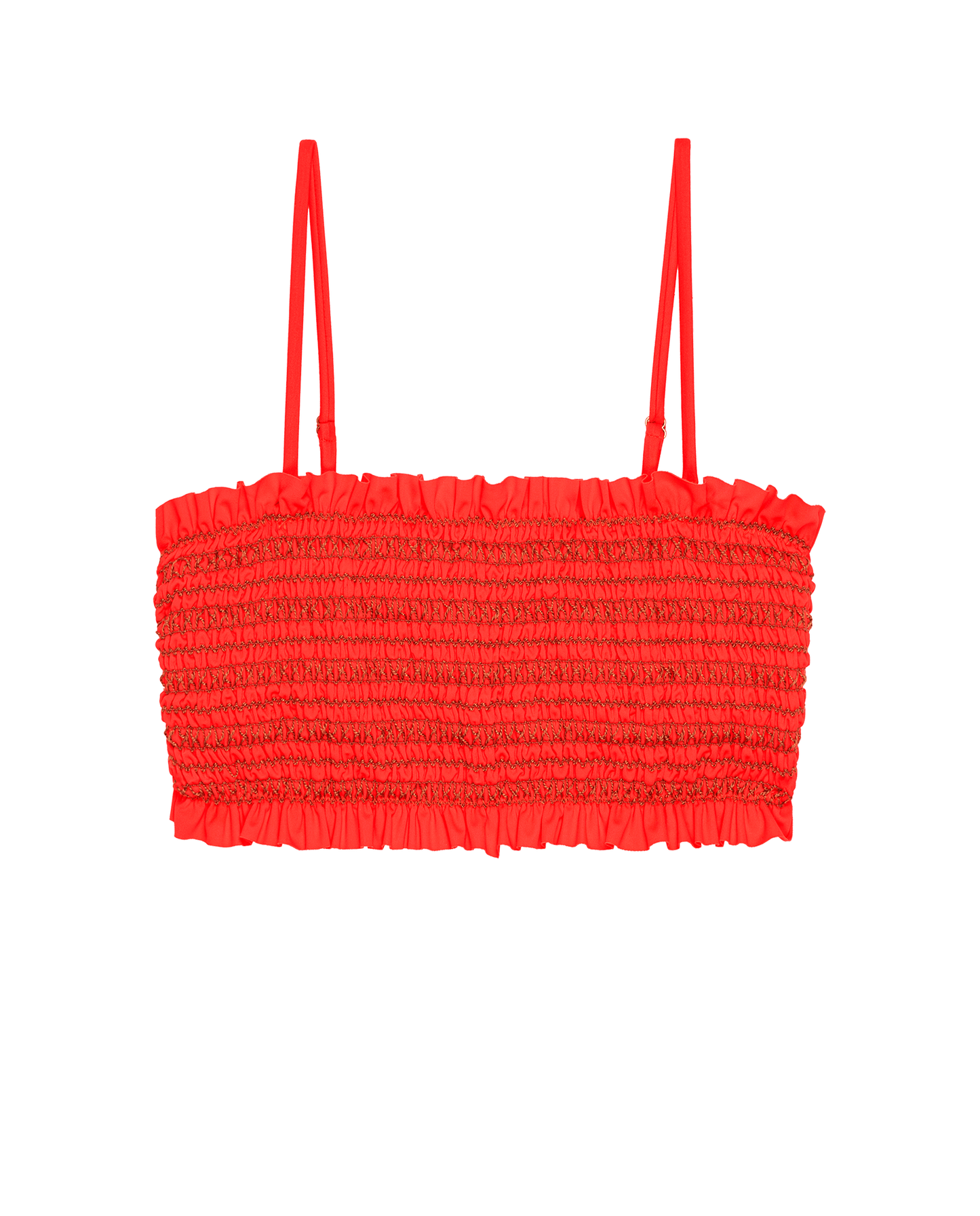 The Smocked Bandeau. -- Hot Red and Rust