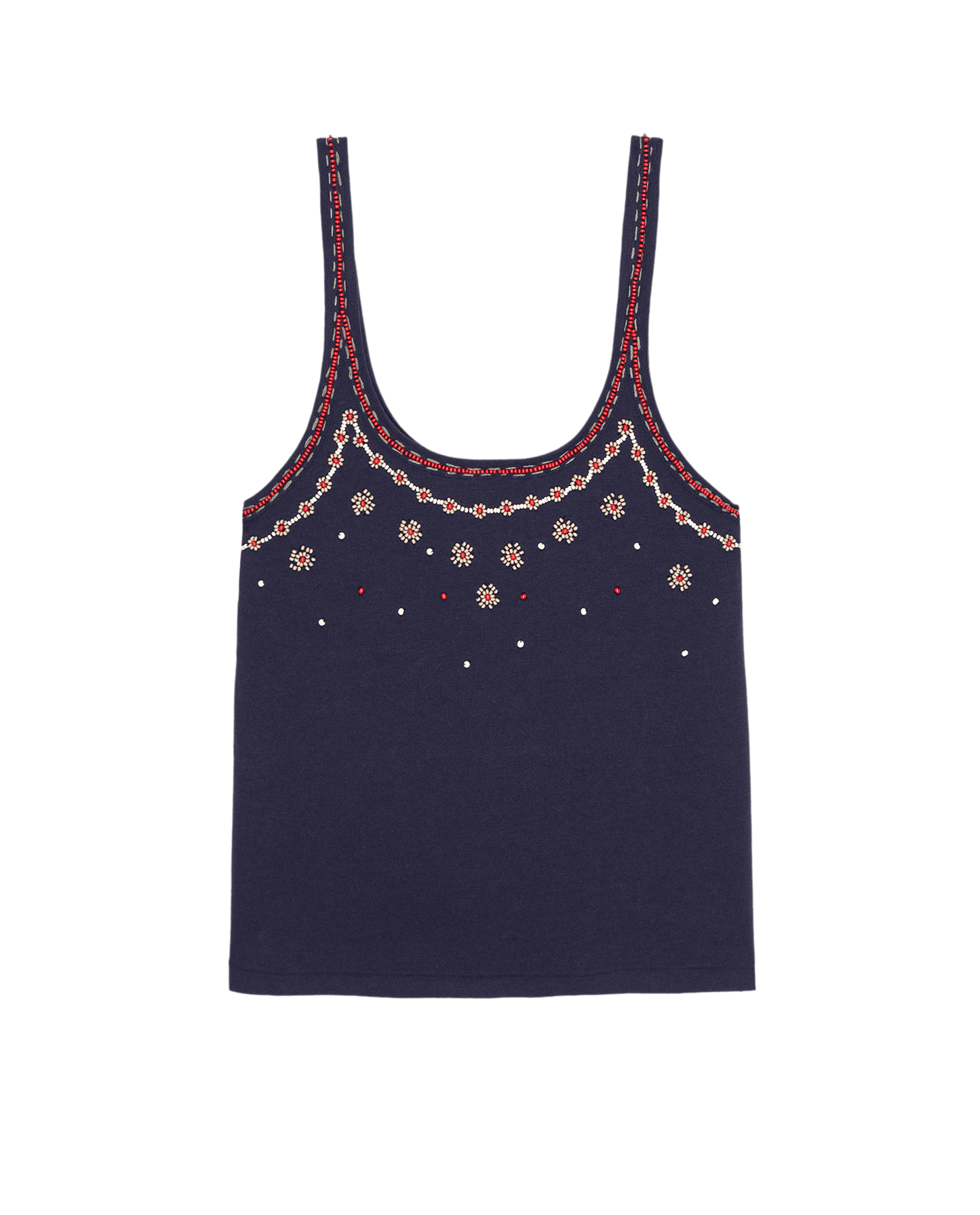The Beaded Slim Tank. -- Navy