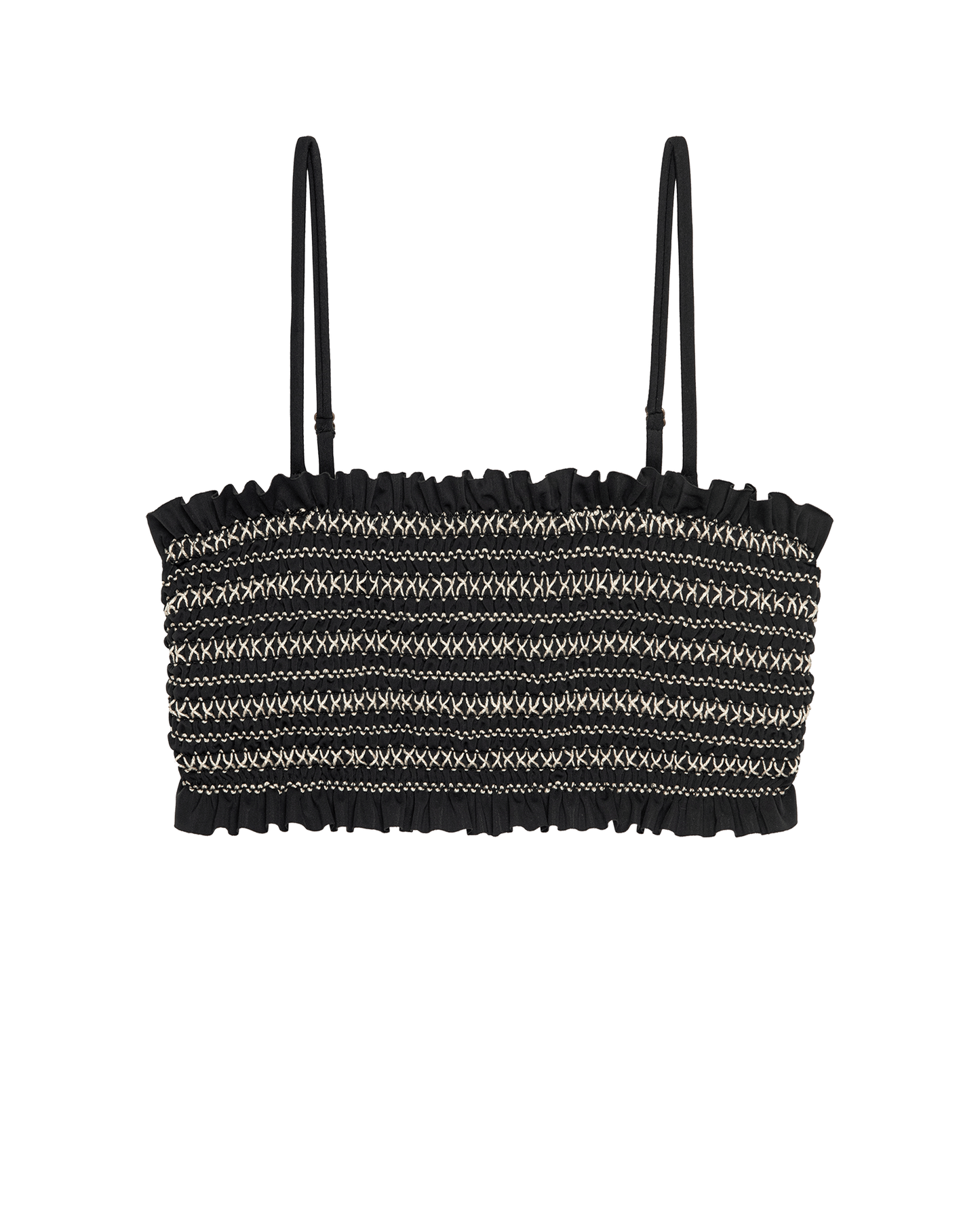 The Smocked Bandeau. -- Black with Cream Smocking
